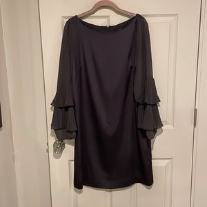 Ann Taylor Pleated Bell Sleeve Shift Dress Gray Size 14